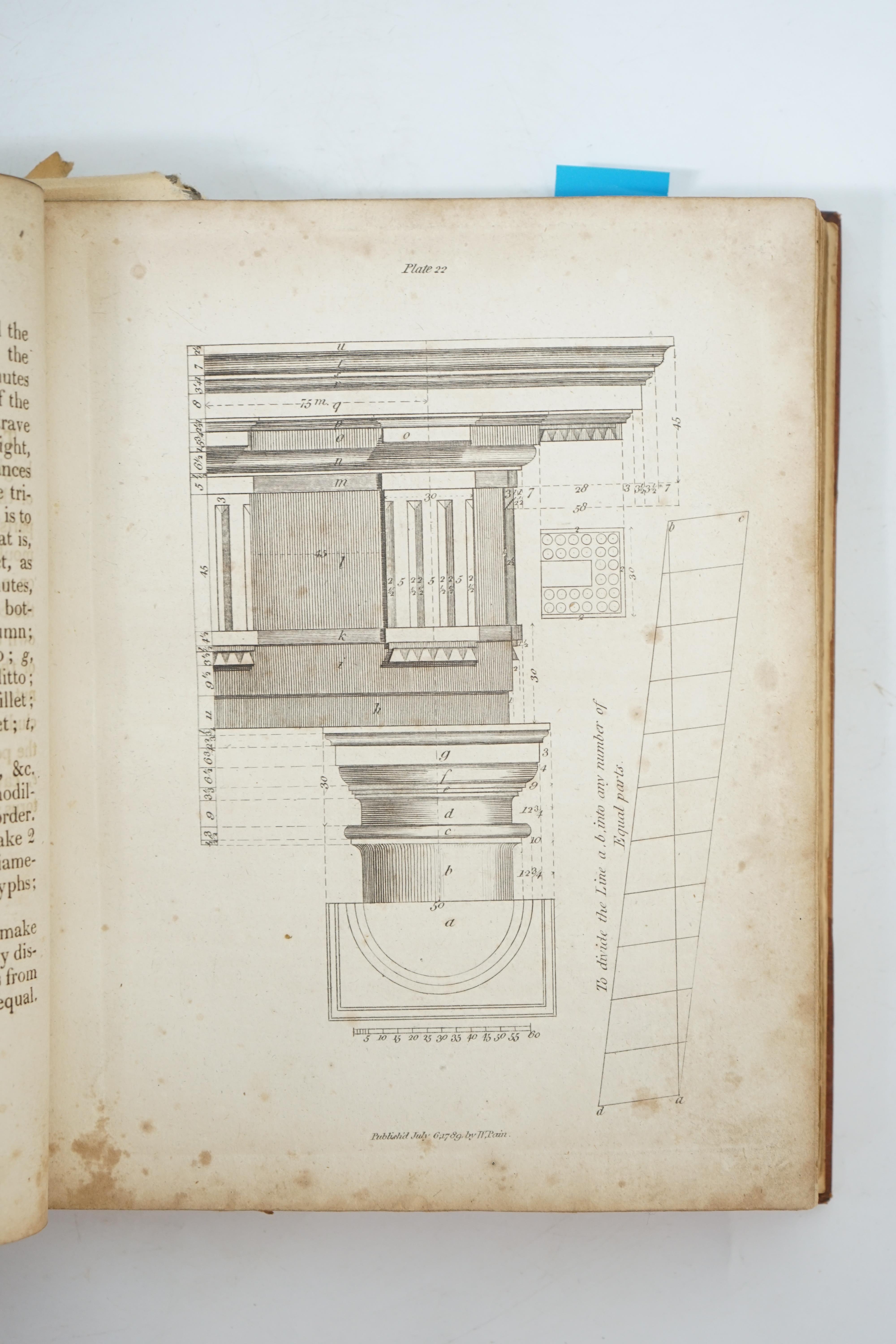Pain, William - The Carpenter’s and Joiner’s Repository: or, A New System of Lines and Proportions for Doors, Windows, Chimnies…for finishing of rooms, with 2 engraved frontispieces, the first with library stamp verso, 6